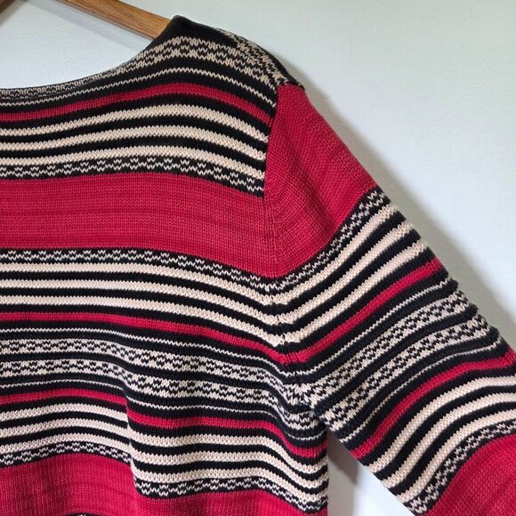 EUC VINTAGE LAUREN RALPH LAUREN BOAT NECK STRIPED COTTON SWEATER TOP SIZE L - Picture 10 of 16
